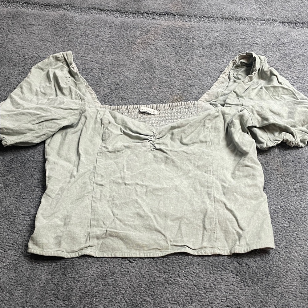 Abercrombie & Fitch Sage Puff Sleeve Blouse